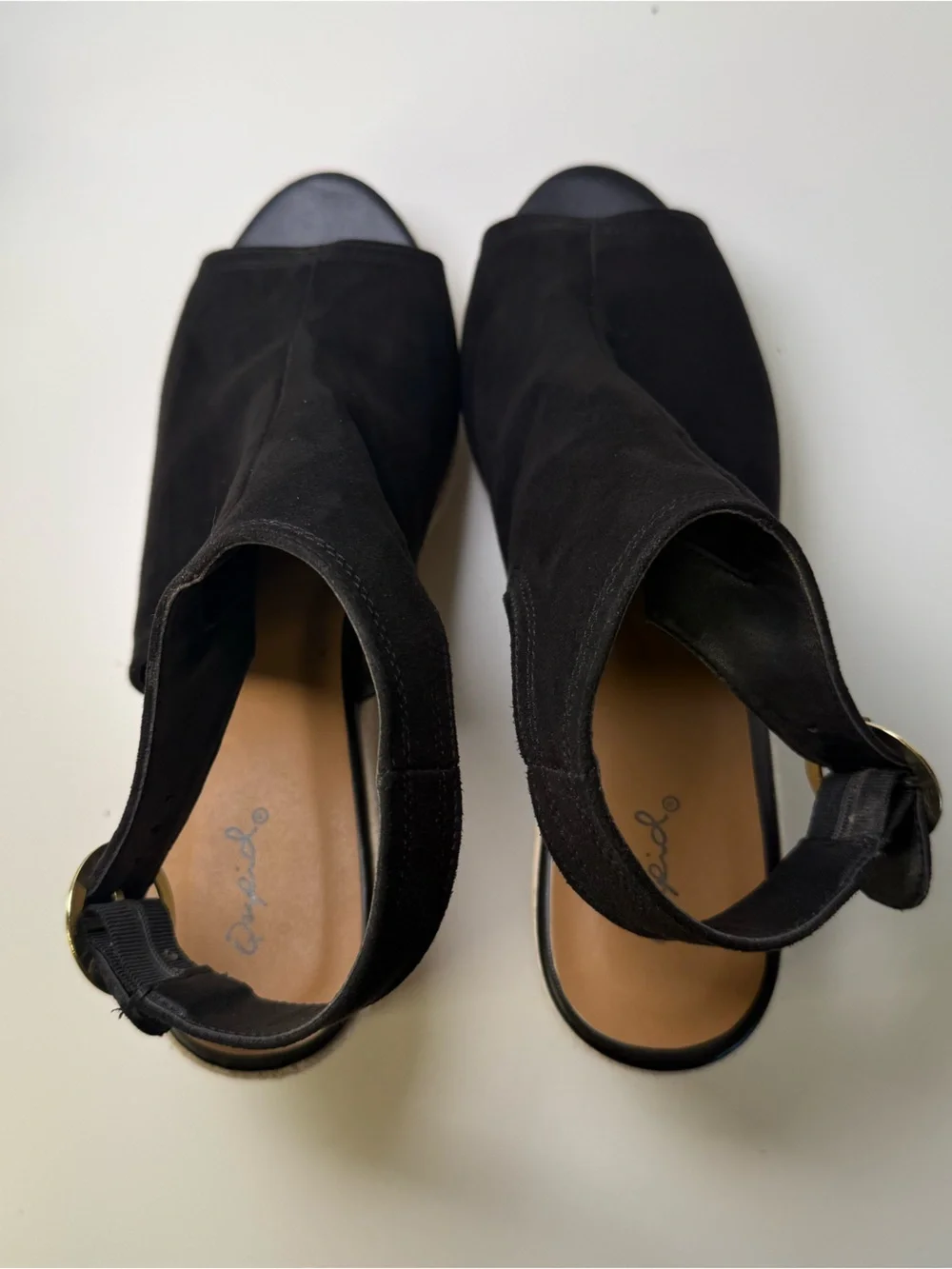 Qupid Caleb Black & Beige Open-Toe Espadrille Wedge Boho Sandals Womens Size 10